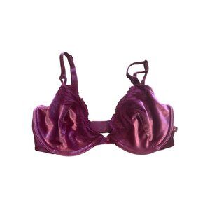 Victoria's Secret Bra 32DD Unlined Demi Velvet Lace Purple